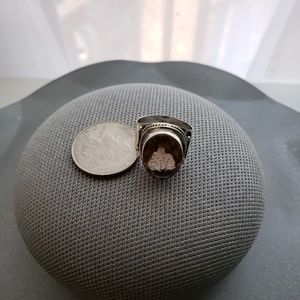 Sterling Silver Oval Peach Sapphire Ring